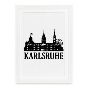 Karlsruhe Landmark Silhouette - Framed poster (27 × 37 cm) - white - Front