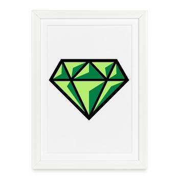 Diamant (pierre précieuse symbole brillant / POS Gre 3C) - Affiche encadrée (27 × 37 cm) - blanc - Devant