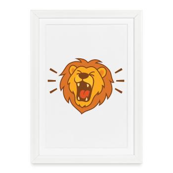 Graphisme Lion Call : Lion Brave - Affiche encadrée (27 × 37 cm) - blanc - Devant