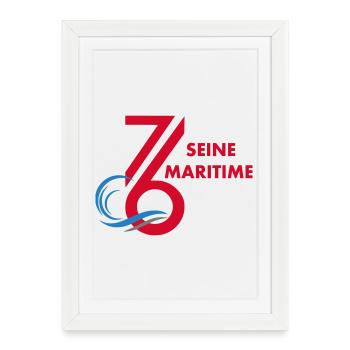 Logo 76 Seine Maritime  - Affiche encadrée (27 × 37 cm) - blanc - Devant
