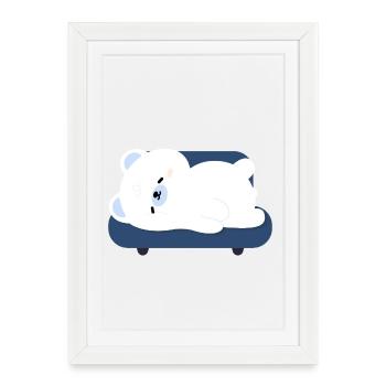 Tired Polar Bear on Sofa - Framed poster (27 × 37 cm) - white - Front