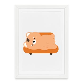Tigre du canapé endormi - Affiche encadrée (27 × 37 cm) - blanc - Devant