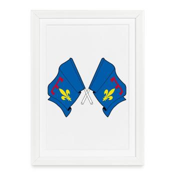 Drapeaux croisés de Provence - Affiche encadrée (27 × 37 cm) - blanc - Devant
