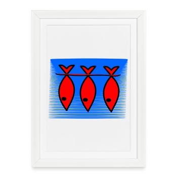 FISH. MEMORY. SARDINE. APRIL FOOL. SEA - Framed poster (27 × 37 cm) - white - Front