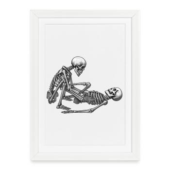 SKELETONS IN LOVE #3 - black & white - Affiche encadrée (27 × 37 cm) - blanc - Devant