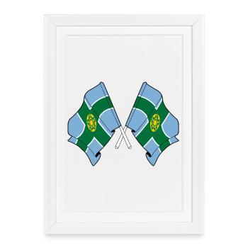 Drapeaux du Derbyshire croisés - Affiche encadrée (27 × 37 cm) - blanc - Devant