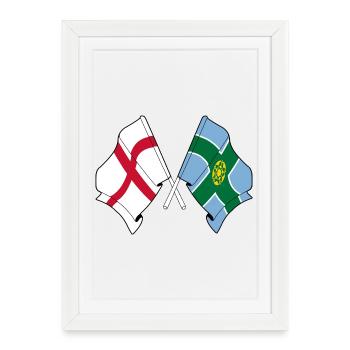 Drapeaux Derbyshire x Angleterre - Affiche encadrée (27 × 37 cm) - blanc - Devant