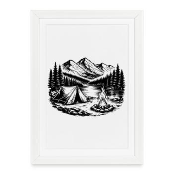 Camping Tent Forest Outdoor - Framed poster (27 × 37 cm) - white - Front