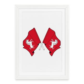 Deux drapeaux croisés Kent - Affiche encadrée (27 × 37 cm) - blanc - Devant