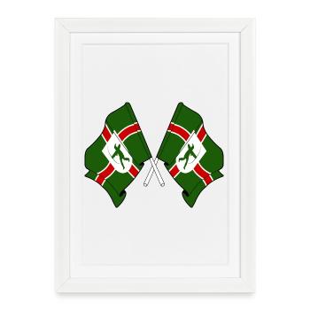 Drapeaux du Nottinghamshire franchis - Affiche encadrée (27 × 37 cm) - blanc - Devant