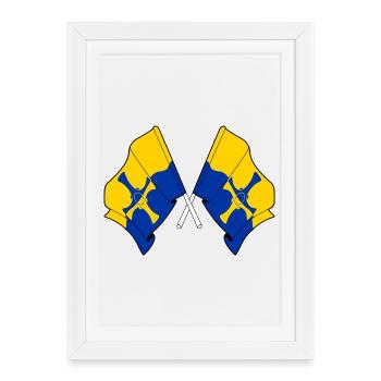 Deux drapeaux franchis – Durham - Affiche encadrée (27 × 37 cm) - blanc - Devant