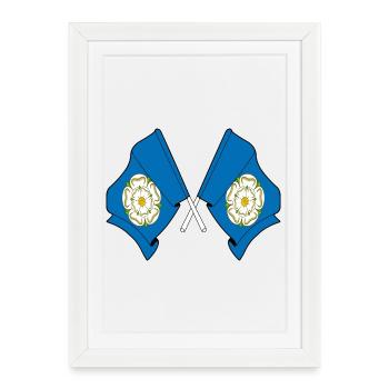 Deux drapeaux franchis – Yorkshire - Affiche encadrée (27 × 37 cm) - blanc - Devant