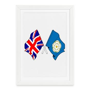 Yorkshire flag + Great Britain - Framed poster (27 × 37 cm) - white - Front