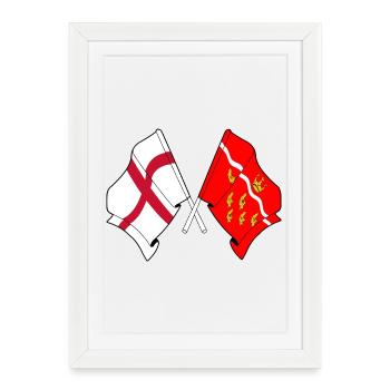 East Sussex et Angleterre croisés - Affiche encadrée (27 × 37 cm) - blanc - Devant