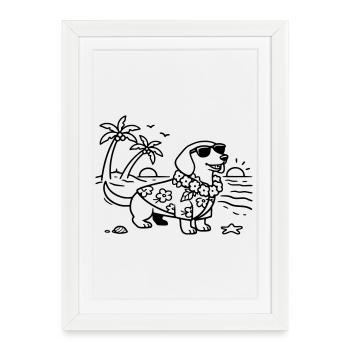 Hawaii vacation dachshund vacation mode with dog - Framed poster (27 × 37 cm) - white - Front