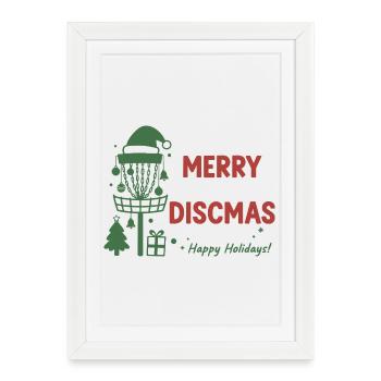 Panier de disc golf Joyeux Discmas Joyeuses Fêtes - Affiche encadrée (27 × 37 cm) - blanc - Devant