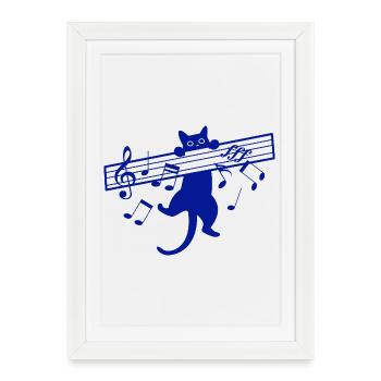 Cute Cat Music Musician Musical Instrument - Framed poster (27 × 37 cm) - white - Front