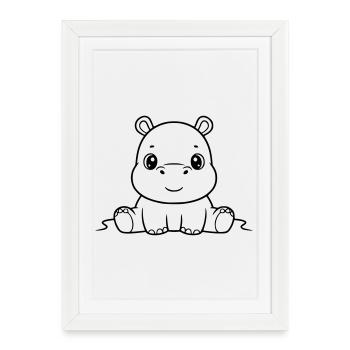 Résumé de la bande dessinée Bébé Hippopotame mignon - Affiche encadrée (27 × 37 cm) - blanc - Devant