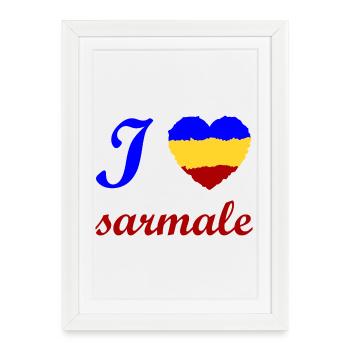 J’adore Sarmale et la Roumanie - Affiche encadrée (27 × 37 cm) - blanc - Devant