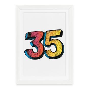 35 Nombre Coloré - Affiche encadrée (27 × 37 cm) - blanc - Devant