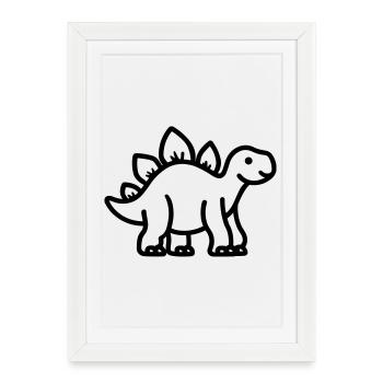 stegosaurus - Affiche encadrée (27 × 37 cm) - blanc - Devant