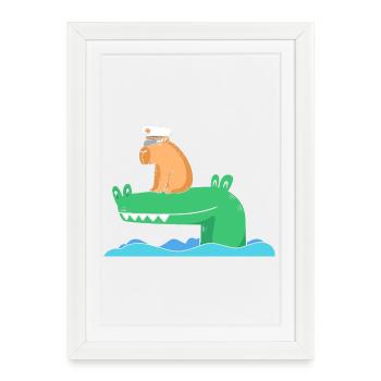 Capybara Capibara - Gerahmtes Poster (27 × 37 cm) - Weiß - Vorne