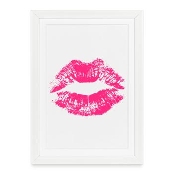 Kissable Lips Lipstick Lipprint Impression Lips - Framed poster (27 × 37 cm) - white - Front
