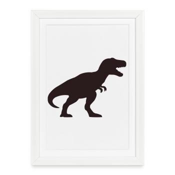 Dino Silhouette T-Rex - Affiche encadrée (27 × 37 cm) - blanc - Devant