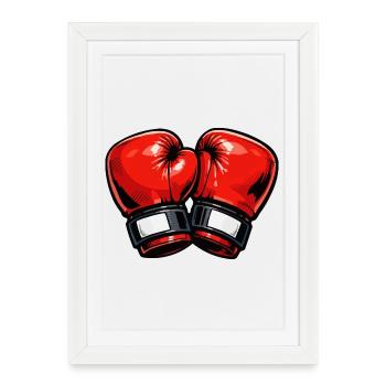 Gants de boxe en dessin animé rouge - Affiche encadrée (27 × 37 cm) - blanc - Devant