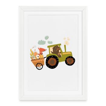 Train d’aventure en tracteur animal - Affiche encadrée (27 × 37 cm) - blanc - Devant