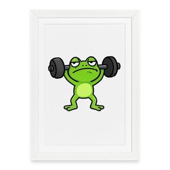 Green Gym Frog Lifter - Framed poster (27 × 37 cm) - white - Front