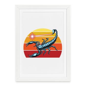 Zodiaque rétro du Scorpion pour les amoureux du Scorpion - Affiche encadrée (27 × 37 cm) - blanc - Devant