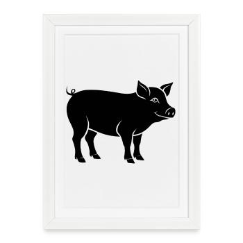 cochon - Affiche encadrée (27 × 37 cm) - blanc - Devant