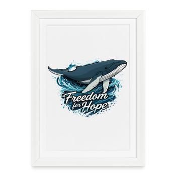 Freedom for Hope – Whale & Waves - Framed poster (27 × 37 cm) - white - Front