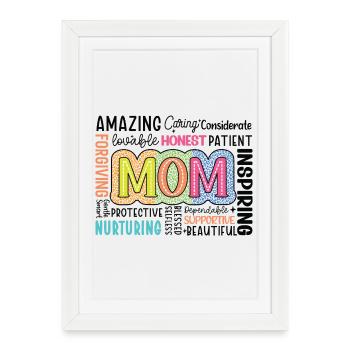 Colorful MOM Tribute Typo Design Mother's Day Gift - Framed poster (27 × 37 cm) - white - Front
