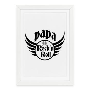 Papa Rock and Roll Crâne Ailes - Affiche encadrée (27 × 37 cm) - blanc - Devant