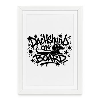 Dachshund On Board Dachshund Motif - Framed poster (27 × 37 cm) - white - Front