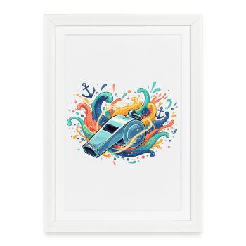 Maritime pipe in a splash of colour - Framed poster (27 × 37 cm) - white - Front