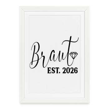 Fiançailles de mariage - Mariée 2026 - Affiche encadrée (27 × 37 cm) - blanc - Devant