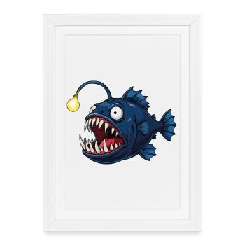 Deep-sea frogfish with light - Framed poster (27 × 37 cm) - white - Front