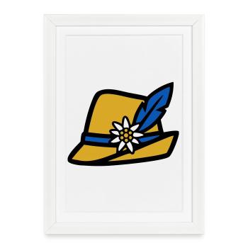Trachtenhut Bayern Hut Edelweiss Volksfest - Affiche encadrée (27 × 37 cm) - blanc - Devant