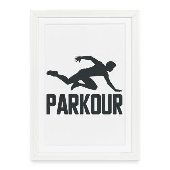 Chemise de parkour avec silhouette de saut - Affiche encadrée (27 × 37 cm) - blanc - Devant
