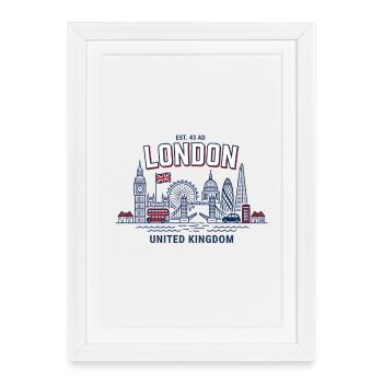 London Skyline Urban Blue - Affiche encadrée (27 × 37 cm) - blanc - Devant