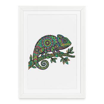Mandala Chameleon Colorful Psychedelic - Framed poster (27 × 37 cm) - white - Front