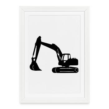 Excavator - Framed poster (27 × 37 cm) - white - Front