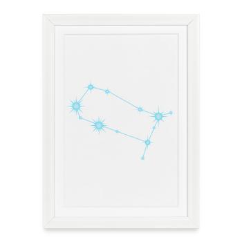 Gemini Star Constellation Zodiac Sign Pastel Blue - Framed poster (27 × 37 cm) - white - Front