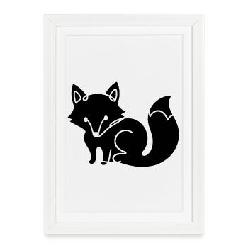Fox Silhouette – Forest Animal Minimal Motif - Framed poster (27 × 37 cm) - white - Front
