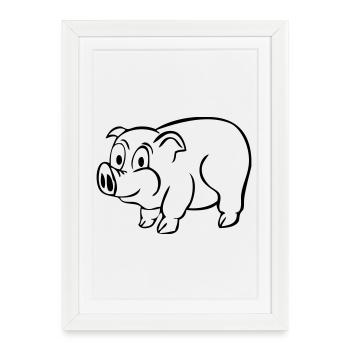 Porc chanceux - Affiche encadrée (27 × 37 cm) - blanc - Devant