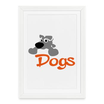 chien - Affiche encadrée (27 × 37 cm) - blanc - Devant