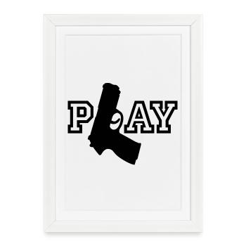 Play | Gun | Waffe - Framed poster (27 × 37 cm) - white - Front